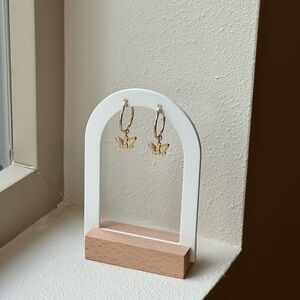 Gold butterfly hoops
